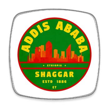 Addis Ababa Emblem Stadt-Silhouette 1886 - Viereckiger Kühlschrankmagnet - Weiß - Vorne