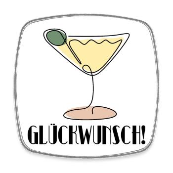 GLÜCKWUNSCH - ANLASS ANSTOßEN - LINE ART ALKOHOL - Viereckiger Kühlschrankmagnet - Weiß - Vorne