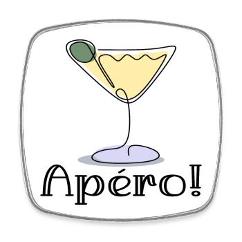 Aperitif - Cocktail - DRINK - Square fridge magnet - white - Front