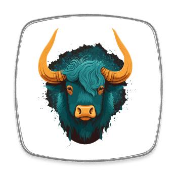 Horned Yak - Square fridge magnet - white - Front