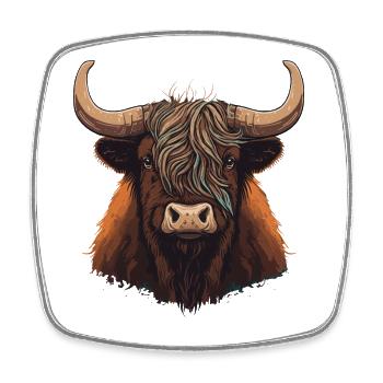 Yak Head Artwork - Square fridge magnet - white - Front