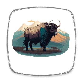 Yak Besitzer - Viereckiger Kühlschrankmagnet - Weiß - Vorne