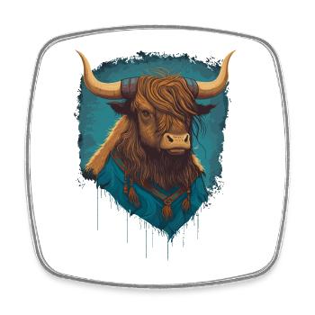 Yak im Hemd - Viereckiger Kühlschrankmagnet - Weiß - Vorne