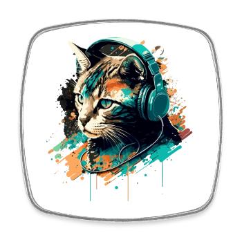 Cat Rock - Square fridge magnet - white - Front