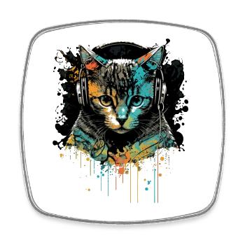 Katzenkopf - Viereckiger Kühlschrankmagnet - Weiß - Vorne