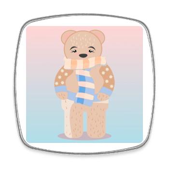 Niedlicher Winter Braunbär - TIERILLUSTRATIONEN - Viereckiger Kühlschrankmagnet - Weiß - Vorne