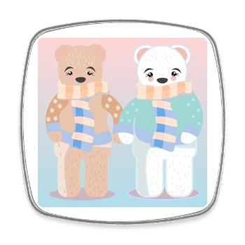 Ours brun Ours polaire - Paires d’animaux - Couples d’hiver - Magnet carré - blanc - Devant