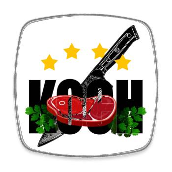 4 Sterne Koch Kochmesser Fleisch Petersilie - Viereckiger Kühlschrankmagnet - Weiß - Vorne