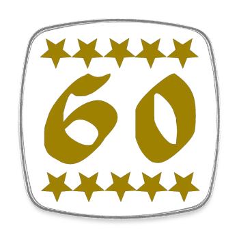 outfit Geburtstag, 60 goldgelb sternenmuster - Viereckiger Kühlschrankmagnet - Weiß - Vorne