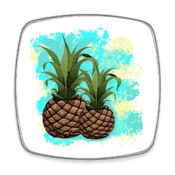 tolle früchte grafik, Ananas Motiv, beliebte Küche - Viereckiger Kühlschrankmagnet - Weiß - Vorne