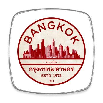 Bangkok Skyline Badge - Magnet carré - blanc - Devant