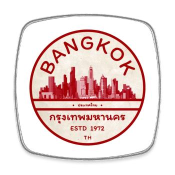 Bangkok Skyline Vintage Seal - Square fridge magnet - white - Front