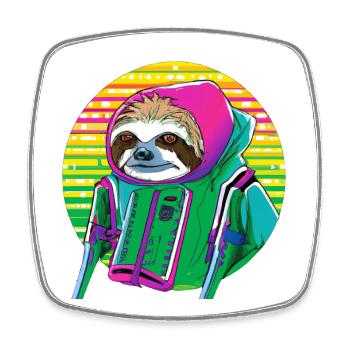 Cyber Punk Sloth - Ukiyo-e Stil. - Viereckiger Kühlschrankmagnet - Weiß - Vorne