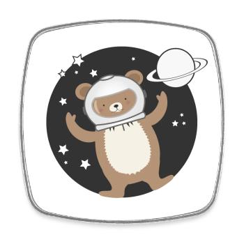 niedlicher Astronauten Bär im comic Stil - Viereckiger Kühlschrankmagnet - Weiß - Vorne
