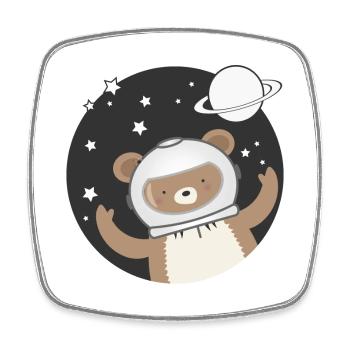 niedlicher Astronauten Bär im Comic Stil - Viereckiger Kühlschrankmagnet - Weiß - Vorne