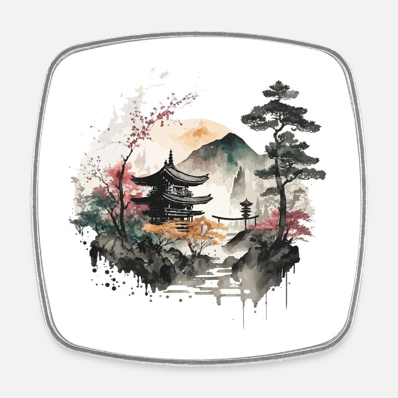 Sakura - Viereckiger Kühlschrankmagnet - Weiß