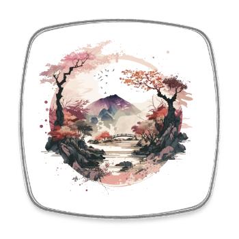 Zen-Garten - Viereckiger Kühlschrankmagnet - Weiß - Vorne