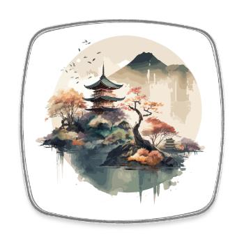 Traditionelle japanische Holzschnittkunst - Viereckiger Kühlschrankmagnet - Weiß - Vorne