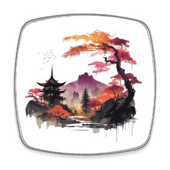 Asiatische Landschaft - Viereckiger Kühlschrankmagnet - Weiß - Vorne