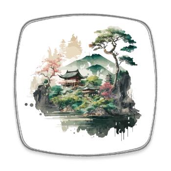 Japan Illustration - Viereckiger Kühlschrankmagnet - Weiß - Vorne
