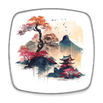 Japanische Kunst - Viereckiger Kühlschrankmagnet - Weiß - Vorne