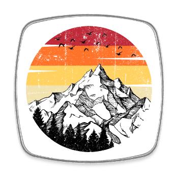 Mountain Vintage Retro - Square fridge magnet - white - Front