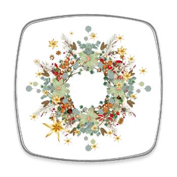 Christmas frame made of greens and sweets - Square fridge magnet - white - Front