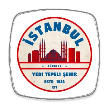 Istanbul Yeditepe Skyline Vintage - Magnet carré - blanc - Devant