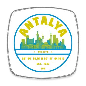 Antalya Skyline Abzeichen Türkei - Viereckiger Kühlschrankmagnet - Weiß - Vorne