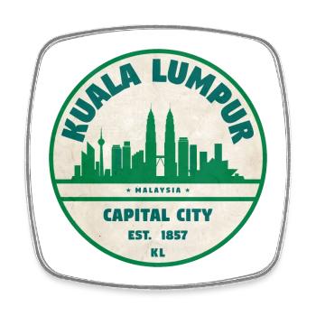 Kuala Lumpur Skyline Emblem - Viereckiger Kühlschrankmagnet - Weiß - Vorne