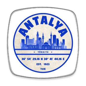 Antalya Skyline Emblem - Coastal City Flair - Square fridge magnet - white - Front