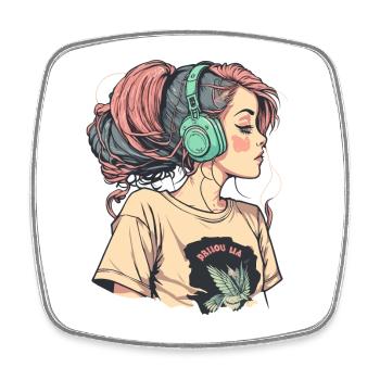 Lofi Beats - Square fridge magnet - white - Front