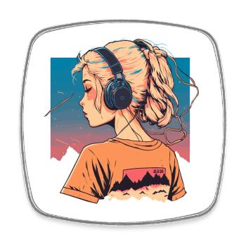 Vaporwave Anime Girl - Magnet carré - blanc - Devant
