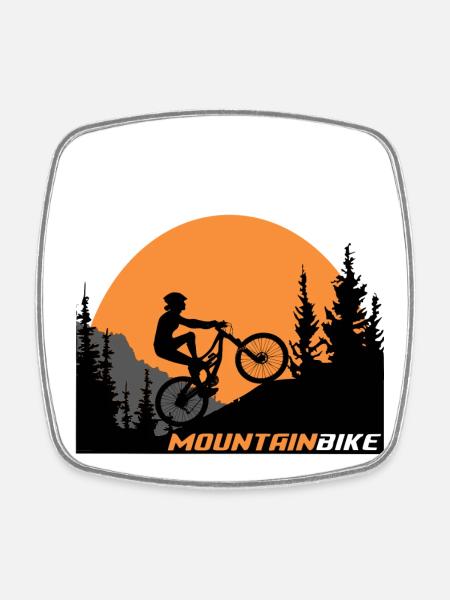 Moutain bike - Magnet carré - blanc