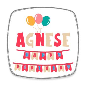 T-shirt Agnese joyeux anniversaire joyeux anniversaire - Magnet carré - blanc - Devant