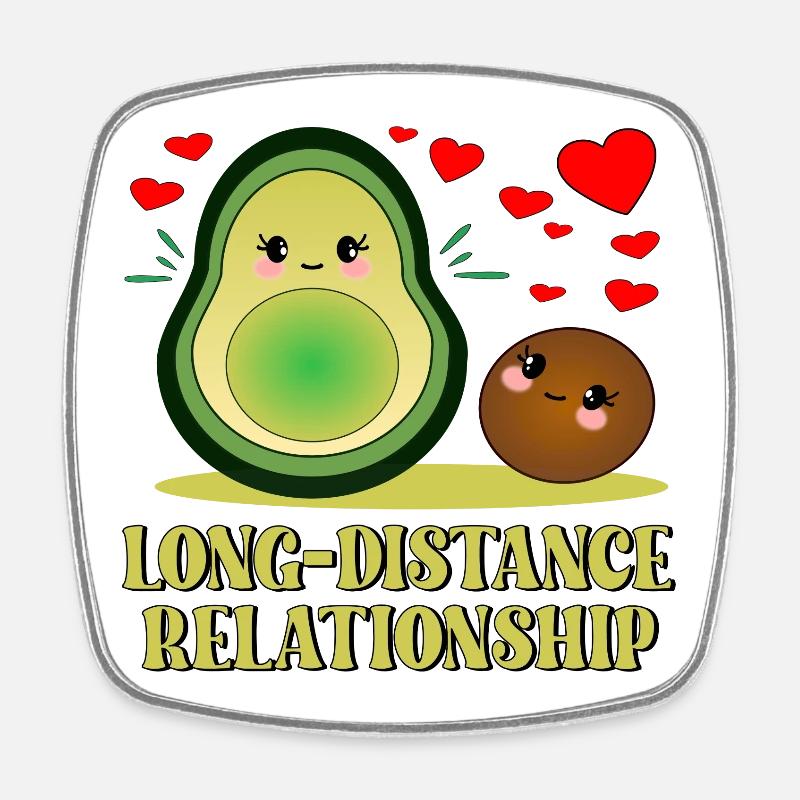 Long-distance relationship - Avocado FUNNY - Square fridge magnet - white
