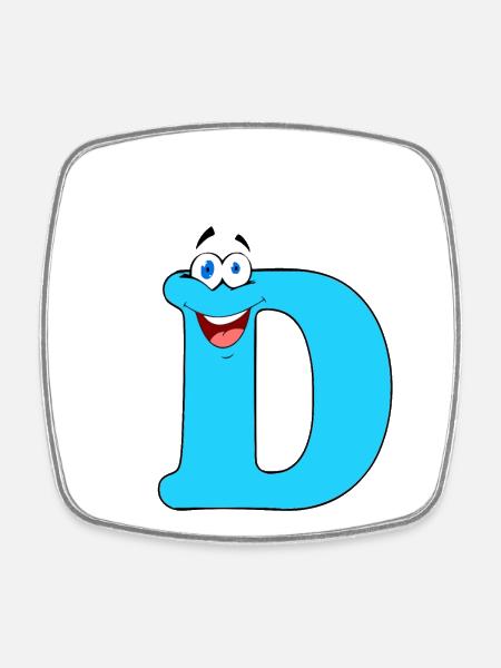 D - Square fridge magnet - white