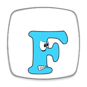 F - Square fridge magnet - white - Front