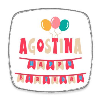 T-shirt Agostina joyeux anniversaire joyeux anniversaire - Magnet carré - blanc - Devant