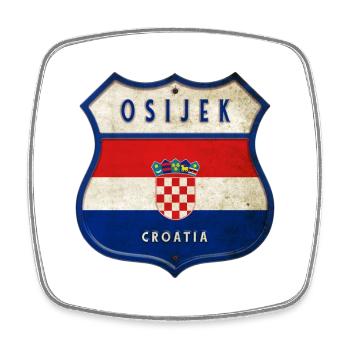 Osijek Croatia flag coat of arms design - Square fridge magnet - white - Front