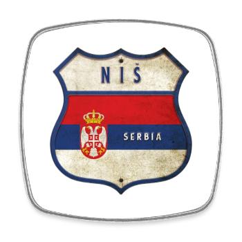 Design du drapeau de la Serbie de Niš - Magnet carré - blanc - Devant