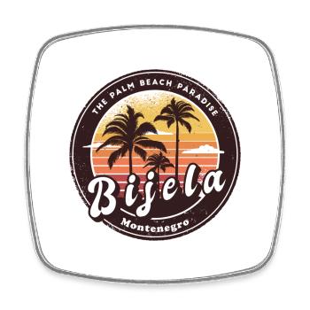 Bijela Montenegro Palmen Strand Design - Viereckiger Kühlschrankmagnet - Weiß - Vorne