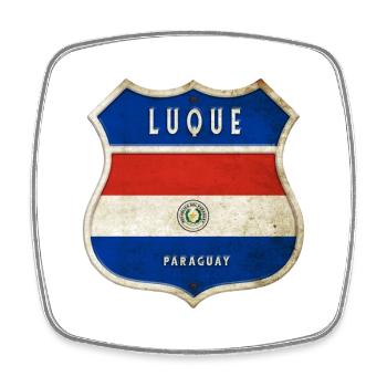 Luque Paraguay Wappen Flaggen Design - Viereckiger Kühlschrankmagnet - Weiß - Vorne