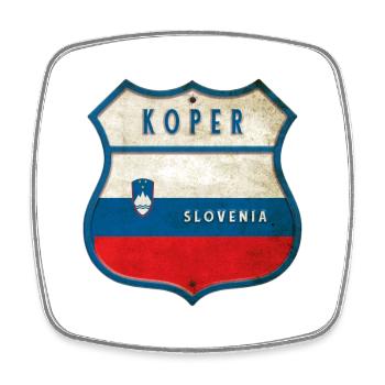 Koper Slovenia flag coat of arms design - Square fridge magnet - white - Front