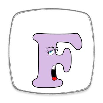 F - Square fridge magnet - white - Front