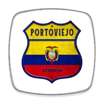 Portoviejo Ecuador Wappen Flaggen Design - Viereckiger Kühlschrankmagnet - Weiß - Vorne