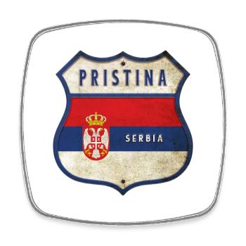 Pristina Serbien Wappen Flaggen Design - Viereckiger Kühlschrankmagnet - Weiß - Vorne