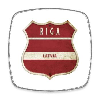 Riga Lettland Wappen Flaggen Design - Viereckiger Kühlschrankmagnet - Weiß - Vorne