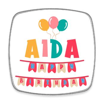 T-shirt Aida joyeux anniversaire joyeux anniversaire - Magnet carré - blanc - Devant