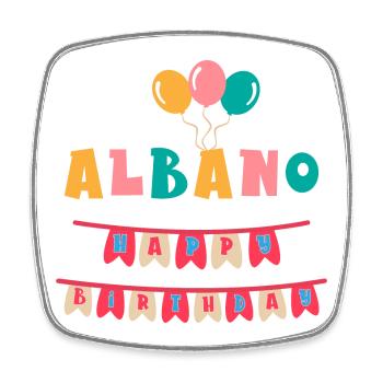 T-shirt Albano joyeux anniversaire joyeux anniversaire - Magnet carré - blanc - Devant